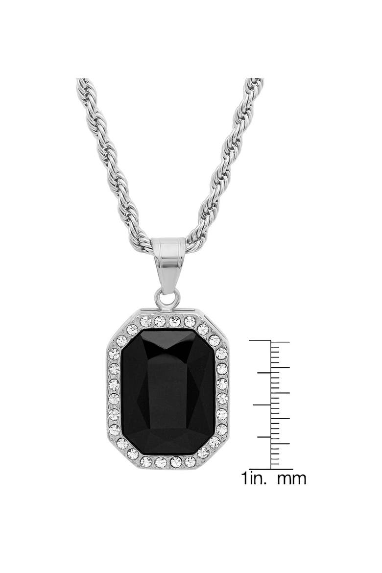 Simulated Onyx Pendant Necklace, Alternate, color, SILVER