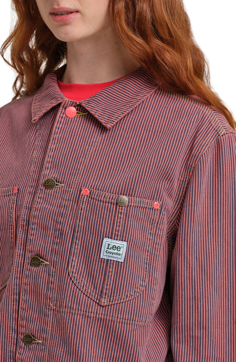 Lee x Crayola Cropped Chore Jacket, Alternate, color, Red Orange Stripe