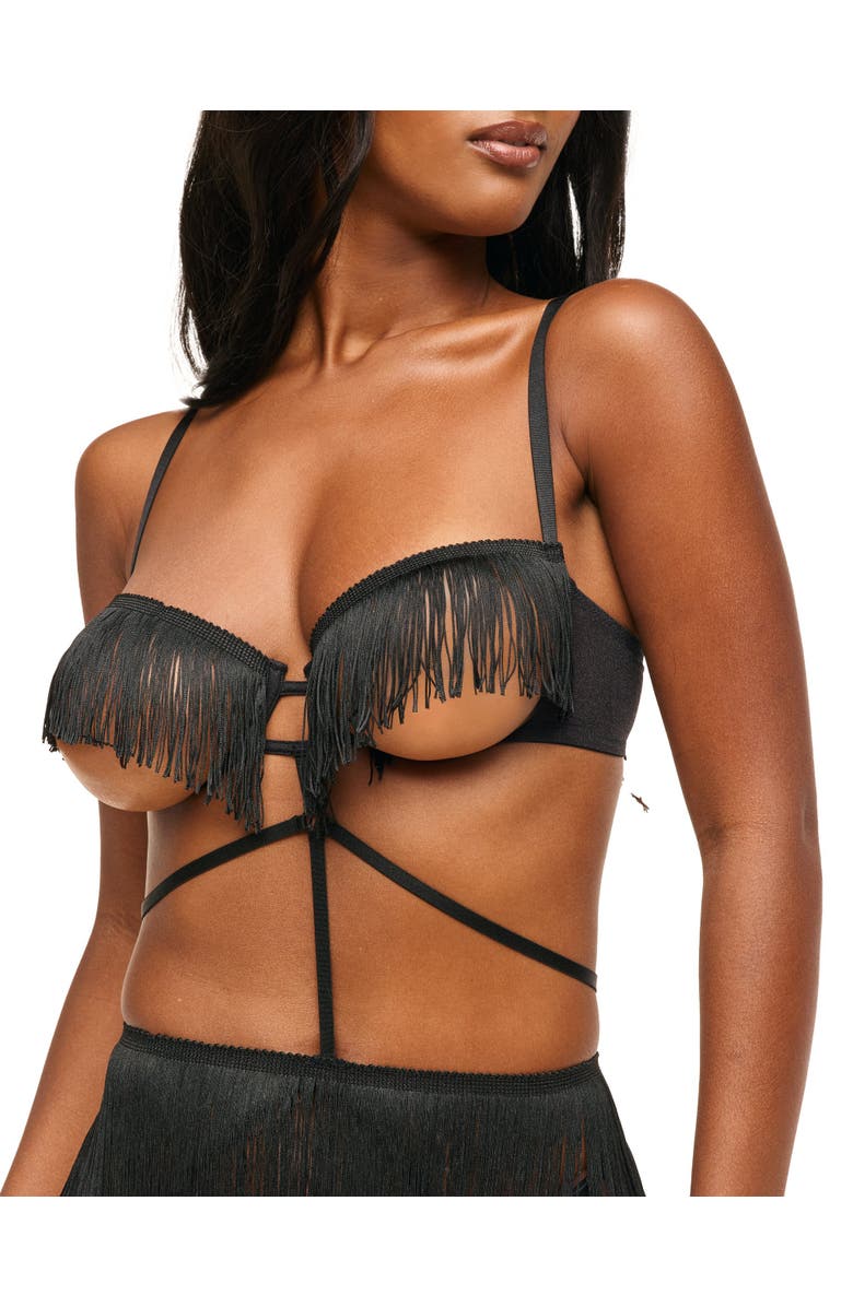 Adore Me Neveah Fringe Playsuit Lingerie, Alternate, color, Black