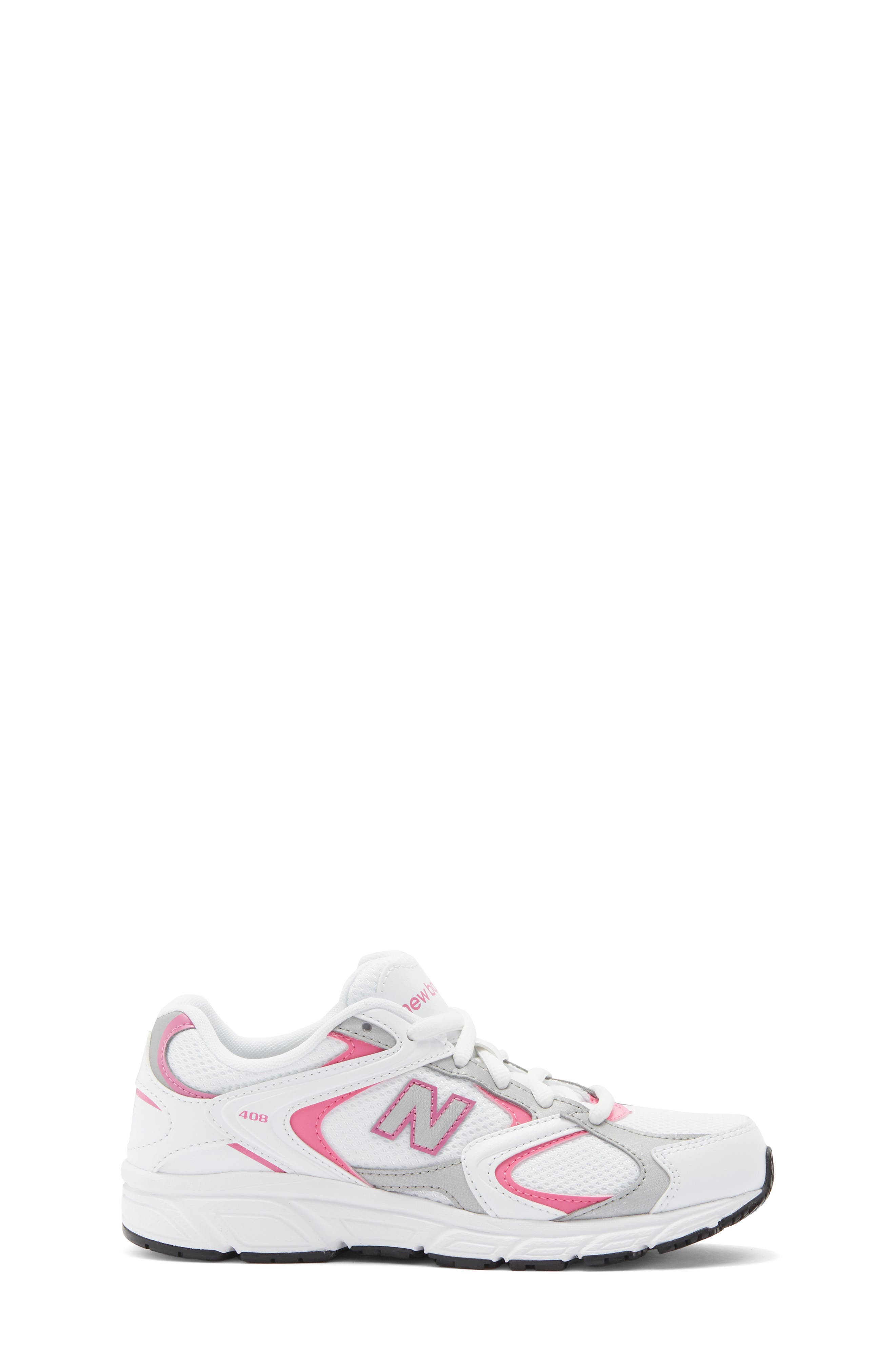 New Balance Kids' 408 Running Shoe, Alternate, color, White/ Pink Satin