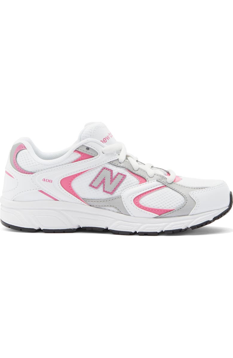 New Balance Kids' 408 Running Shoe, Alternate, color, White/ Pink Satin