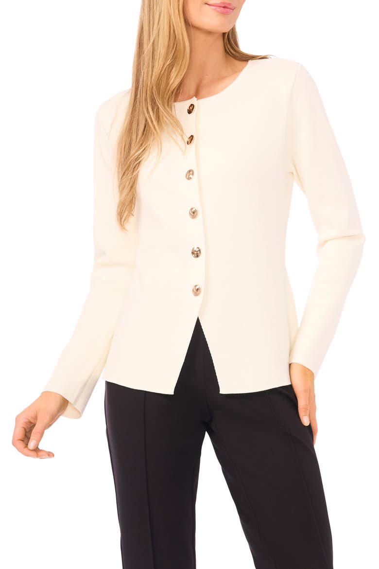Collarless Cardigan, Main, color, VANILLA ICE