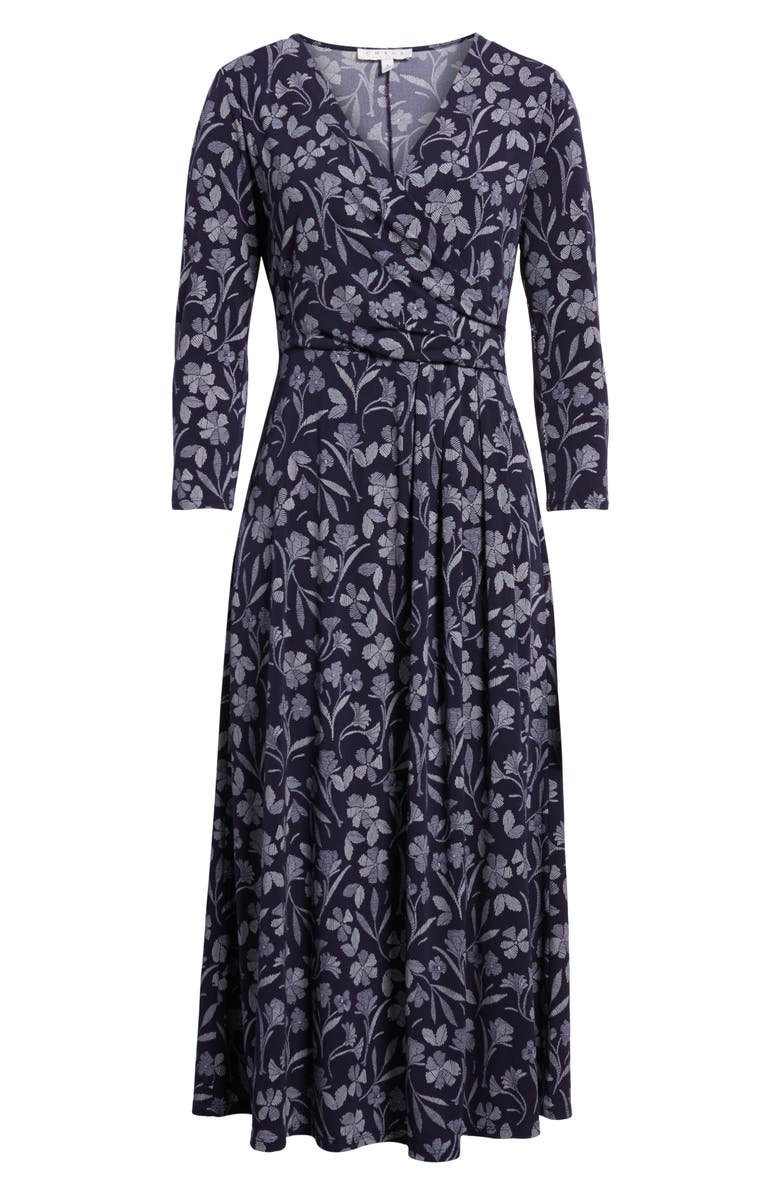 Chaus Etched Floral Faux Wrap Midi Dress, Alternate, color,