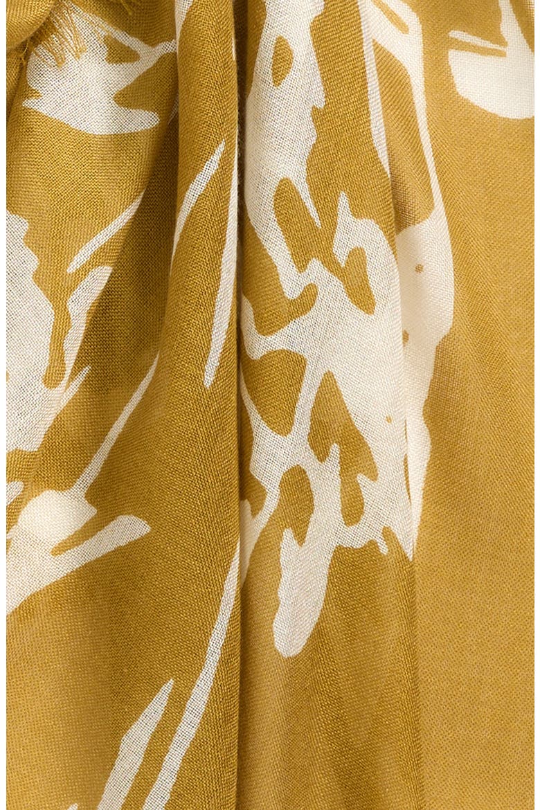 Eyelash Trim Print Cashmere & Silk Wrap, Alternate, color, YELLOW TRACED PETALS