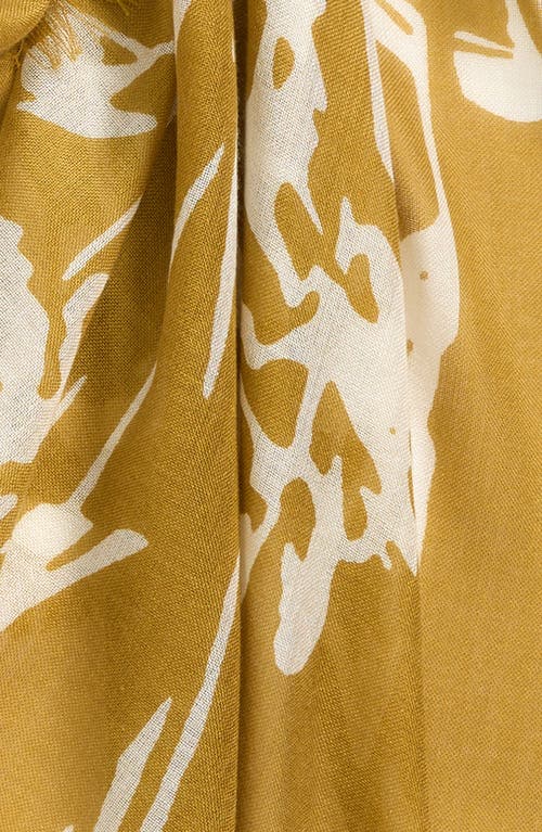 Nordstrom Eyelash Trim Print Cashmere & Silk Wrap In Green