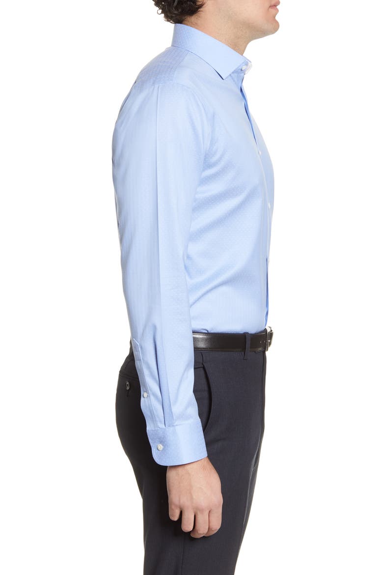 Trim Fit Non-Iron Dot Dress Shirt, Alternate, color, BLUE DOBBY HERRINGBONE