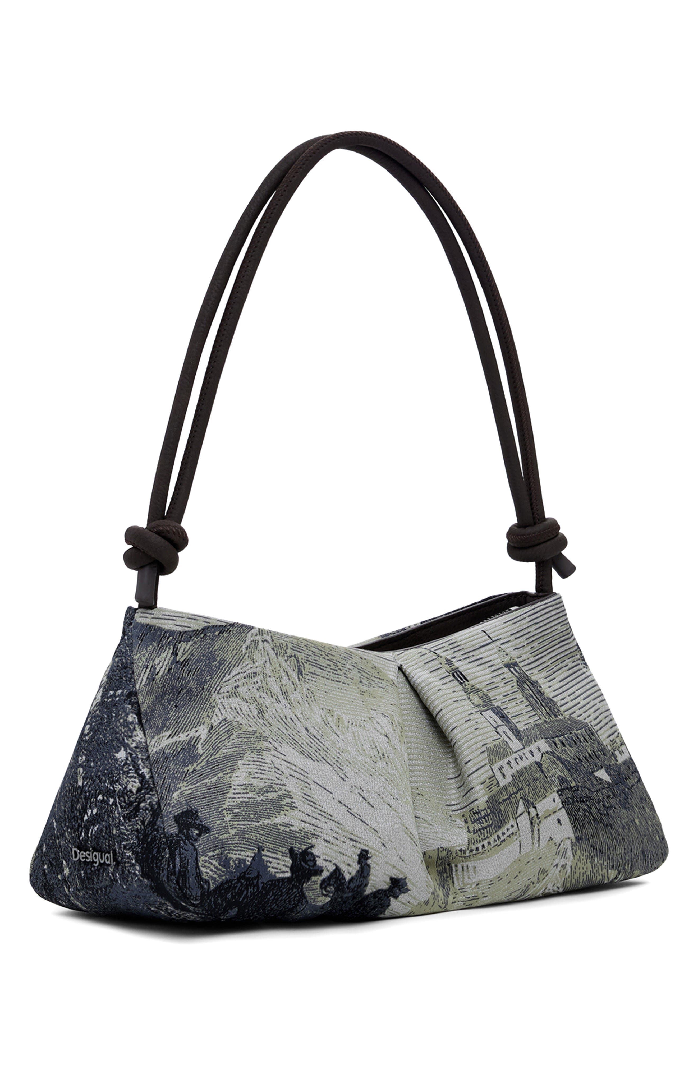 Desigual Jacquard Shoulder Bag, Alternate, color, Light Gray
