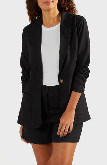 Matty M . Bronson Linen Blend Blazer In Black