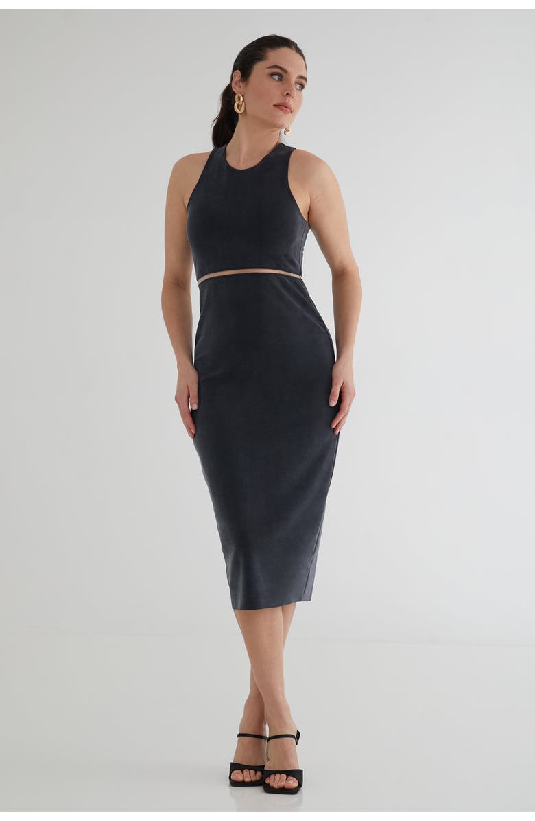 KADA The Cupro Sculpt Racerback Midi Dress, Main, color, Ink