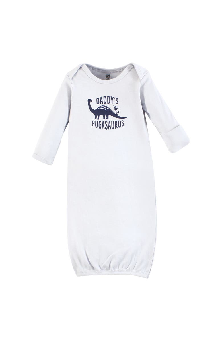 Hudson Baby Newborn Layette Collection Gown, Swaddle & Choice of Headwear, Alternate, color, Hugasaurus