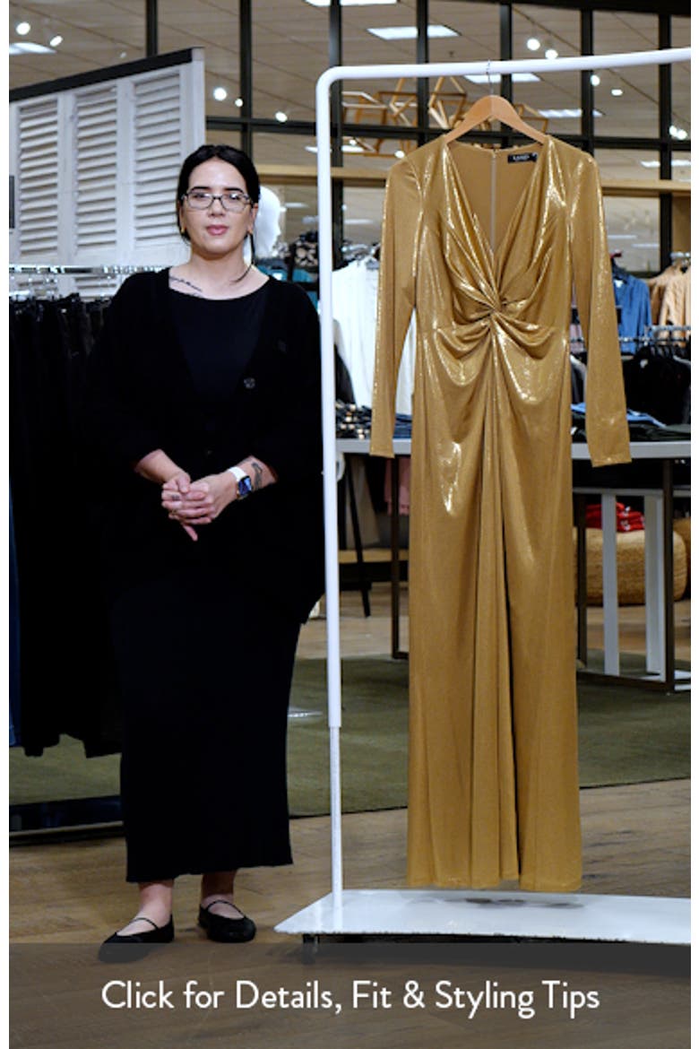 ralph lauren metallic jacquard dress Ralph Lauren Floral Metallic Jacquard Cowlneck Gown