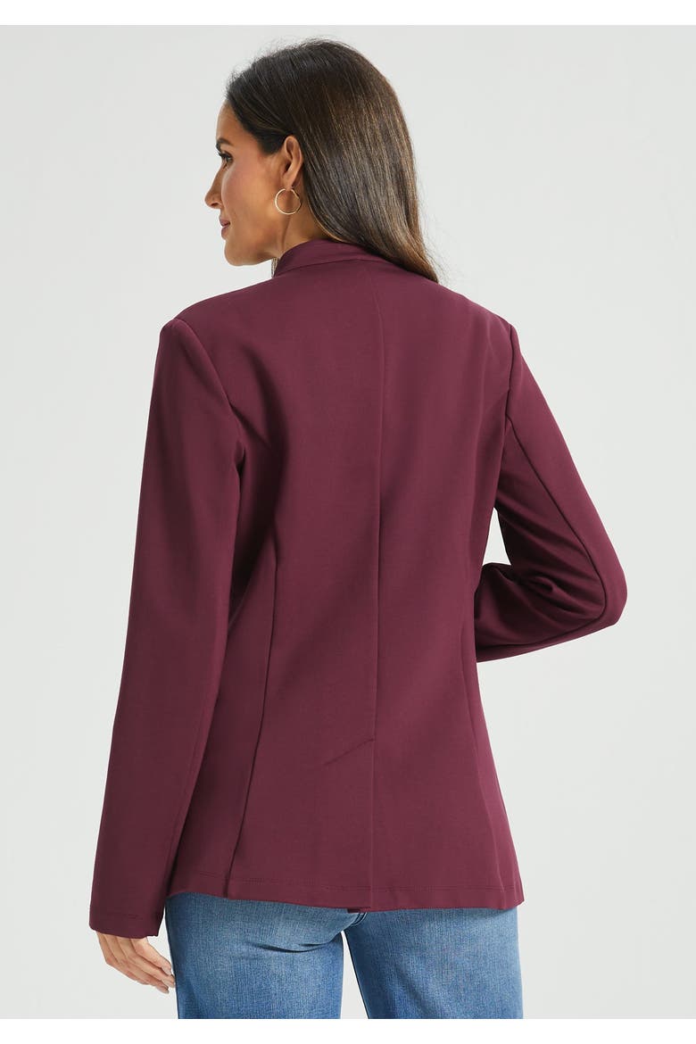 Military Zip Jacket Stretch Ponte, Alternate, color, Burgundy