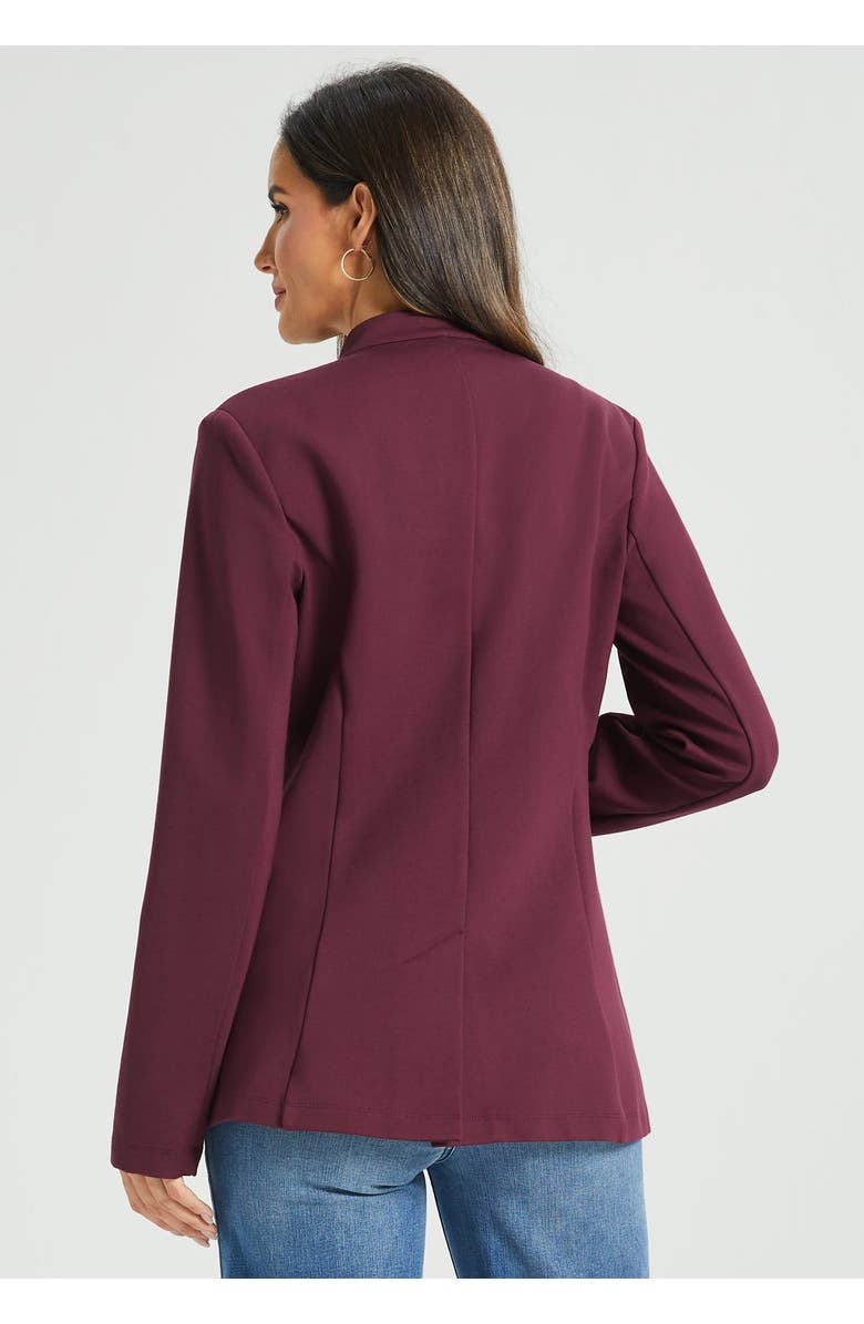 Betabrand Military Zip Jacket Stretch Ponte, Alternate, color, Burgundy