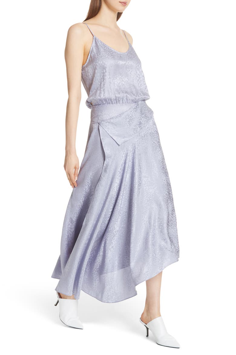 Willa Asymmetrical Silk Jacquard Dress, Alternate, color, LAVENDER