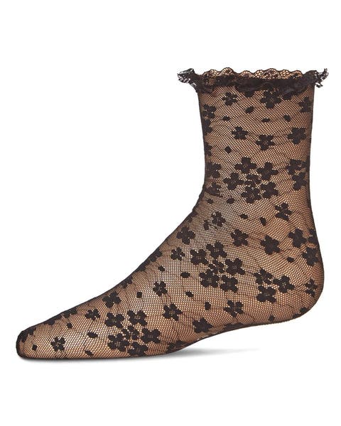 Kid's Lace-Trim Floral Net Ankle Sock (Toddler, Little Kids, Big Kids)