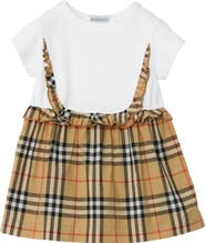 Burberry Check Trim Stretch Cotton Dress