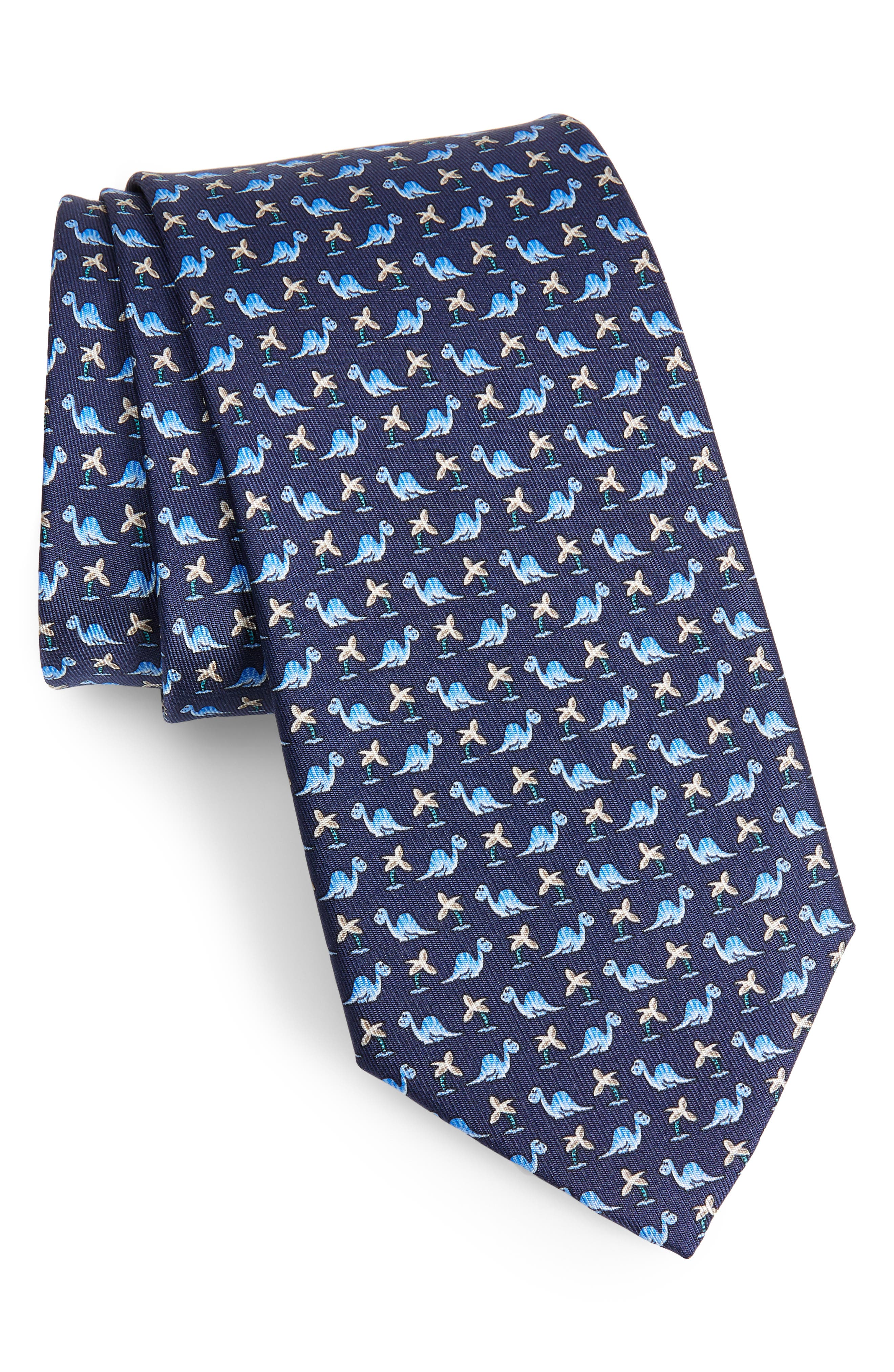 dinosaur silk tie