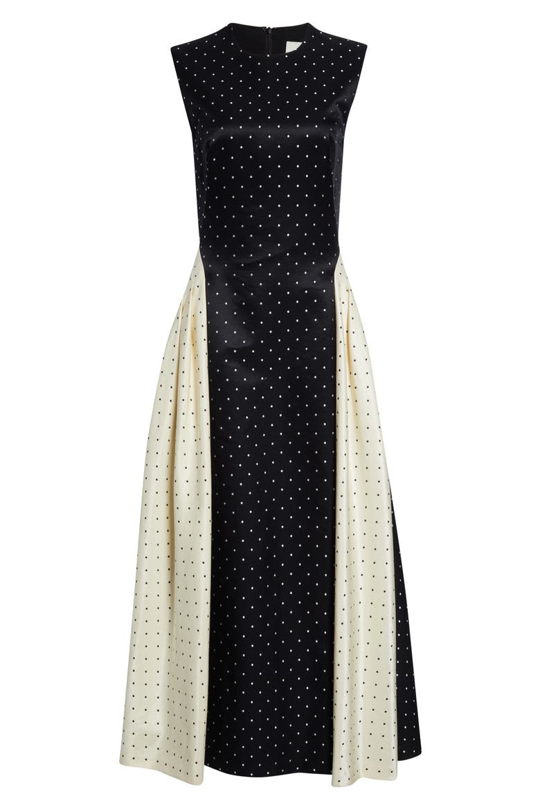 Alexis Polka Dot Jacquard Midi Dress, Alternate, color, BLACK