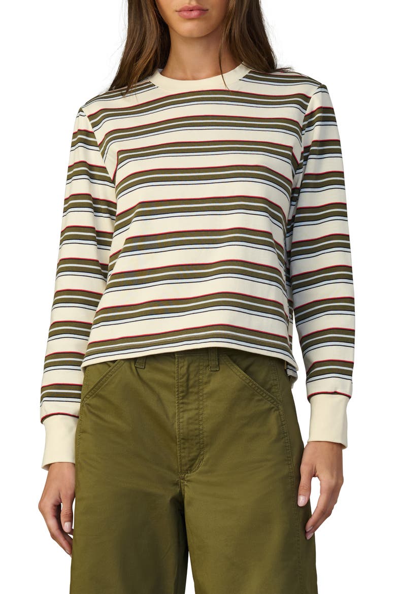 Stripe Long Sleeve Cotton T-Shirt, Main, color, IVY MULTI STRIPE
