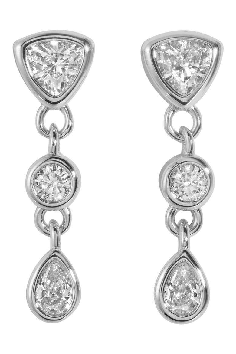Small Eraz Drop Earrings, Main, color, SILVER