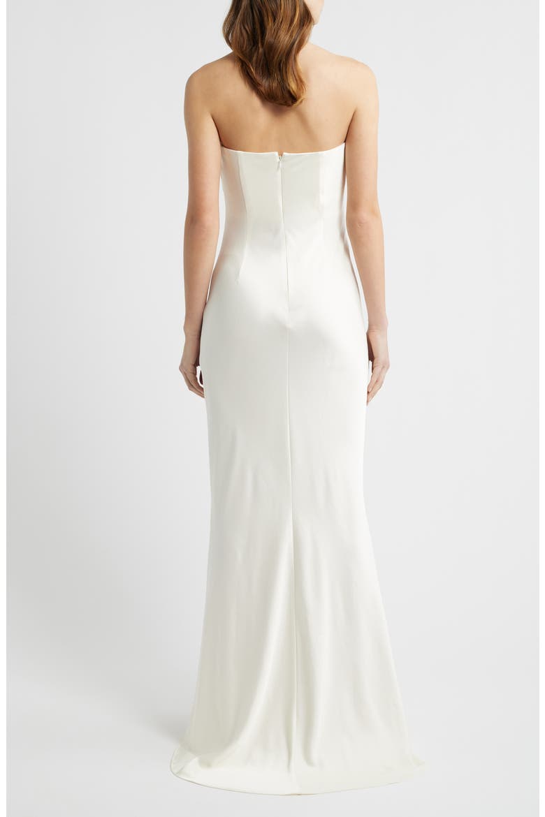 Lucile Strapless Satin Gown with Train, Alternate, color, BONE