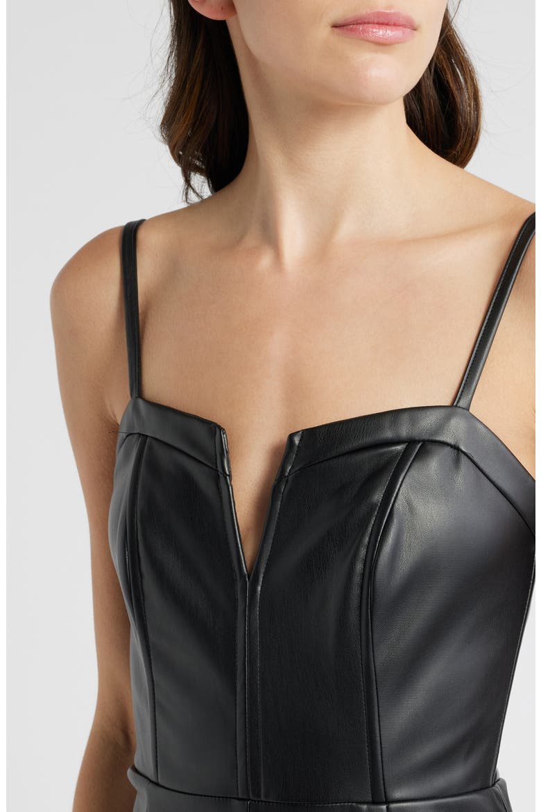 Sleeveless Faux Leather Jumpsuit, Alternate, color, BLACK