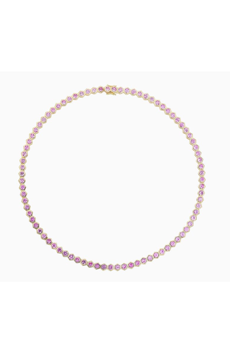 Mazin Jewels Pink Bezel Tennis Necklace, Alternate, color,