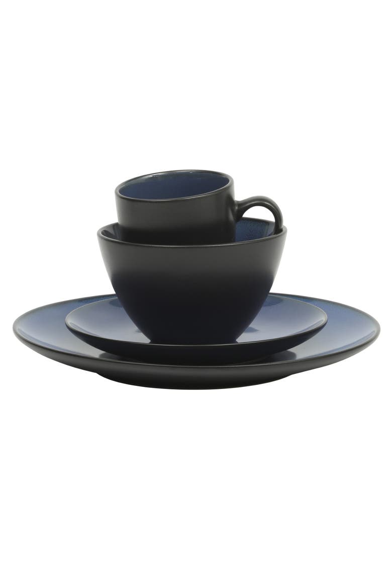 Soho Lounge Round 16-Piece Stoneware Dinnerware Set, Service for 4, Alternate, color, Blue/Black