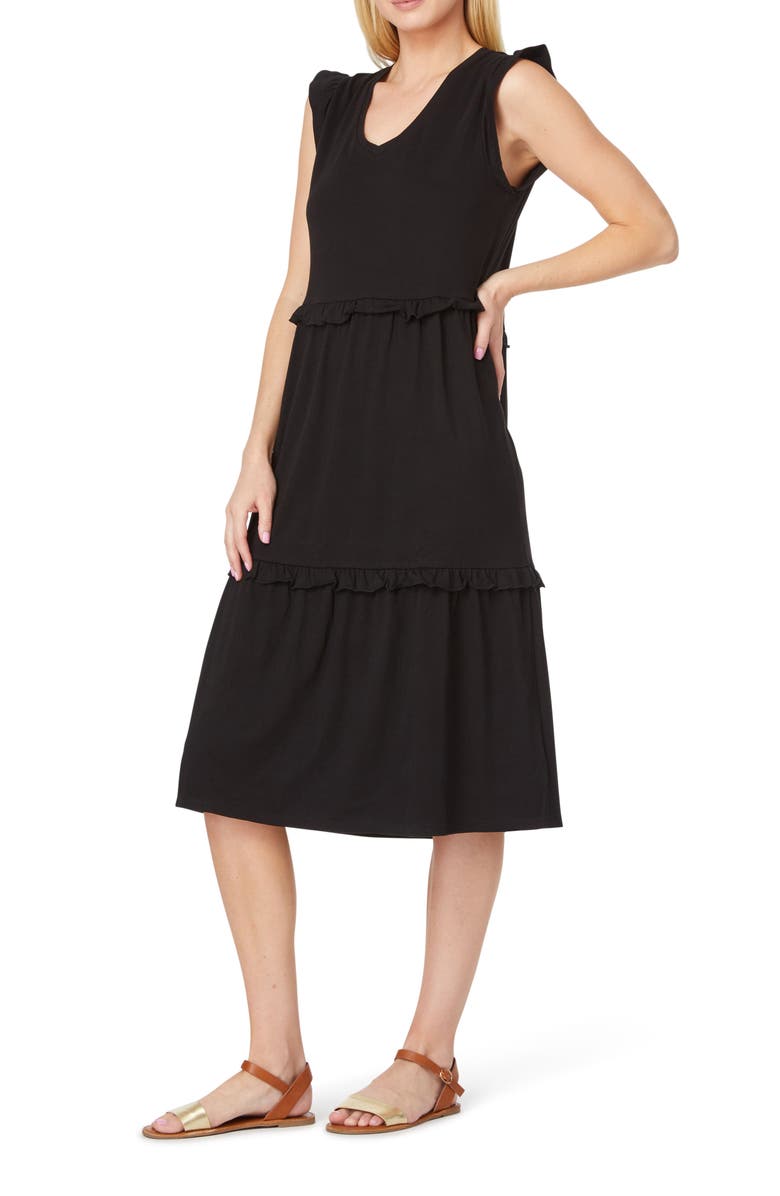 C & C California Jada Tiered Ruffle Midi Dress, Alternate, color, 
