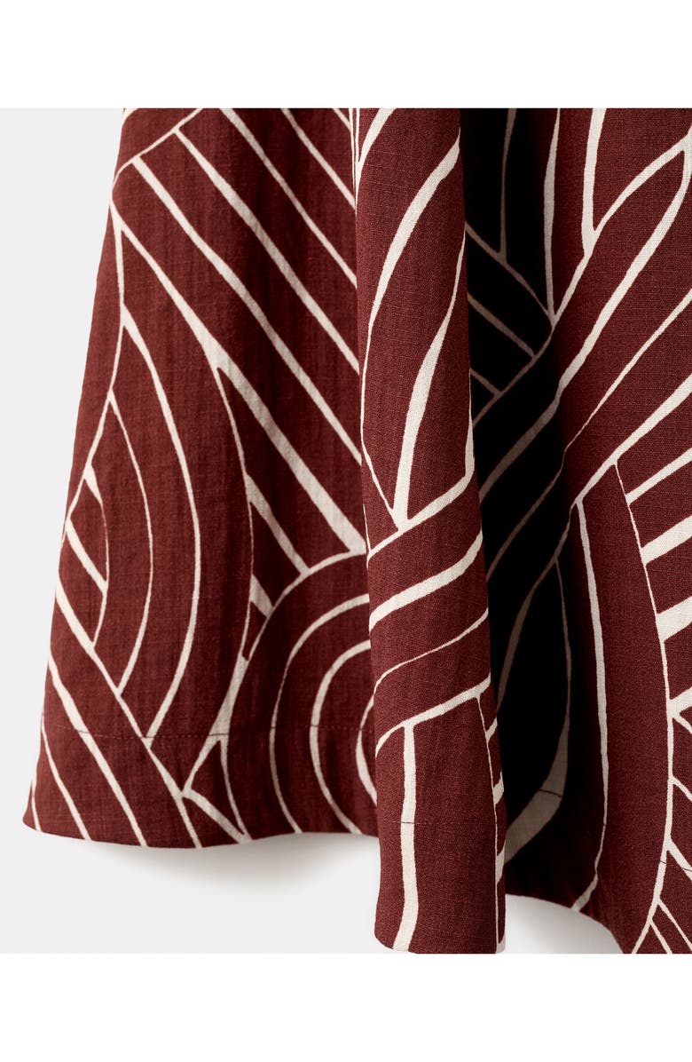 MANGO Geometric Print Midi Skirt, Alternate, color, Maroon