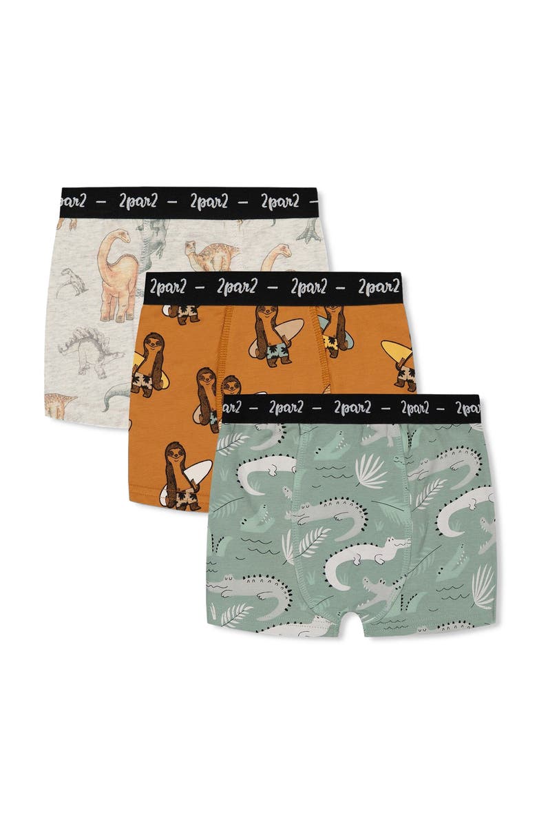 Deux par Deux Boy's Printed Organic Cotton Boxer Shorts (Pack Of 3) Multicolored, Main, color,