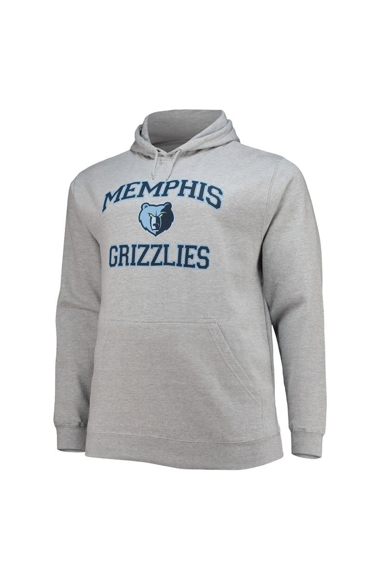 PROFILE Men's Heathered Gray Memphis Grizzlies Big & Tall Heart & Soul Pullover Hoodie, Alternate, color, Heather Gray
