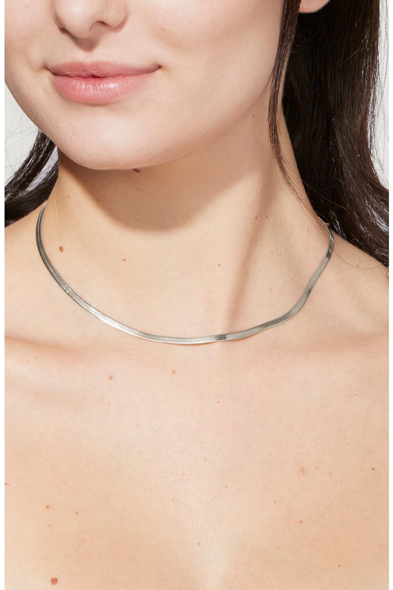 Herringbone Chain Necklace, Alternate, color, SILVER
