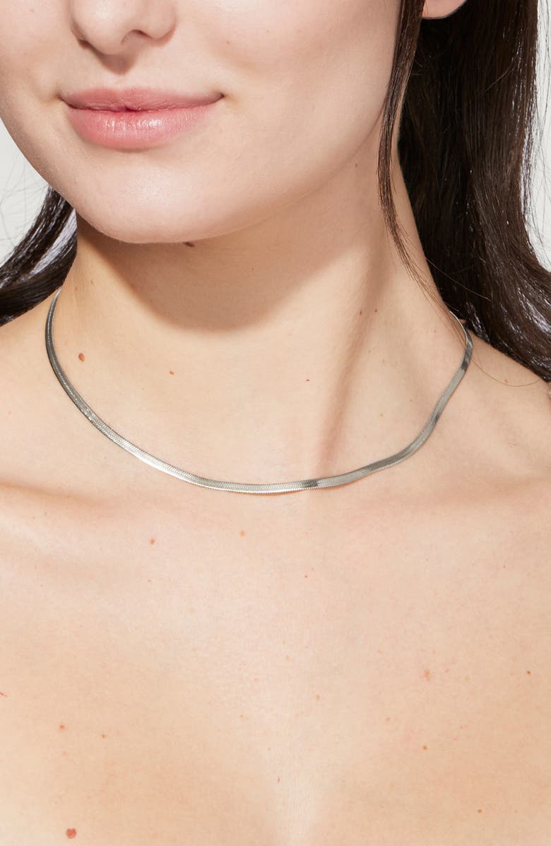 Ana Luisa Ina Herringbone Chain Necklace, Alternate, color, Silver