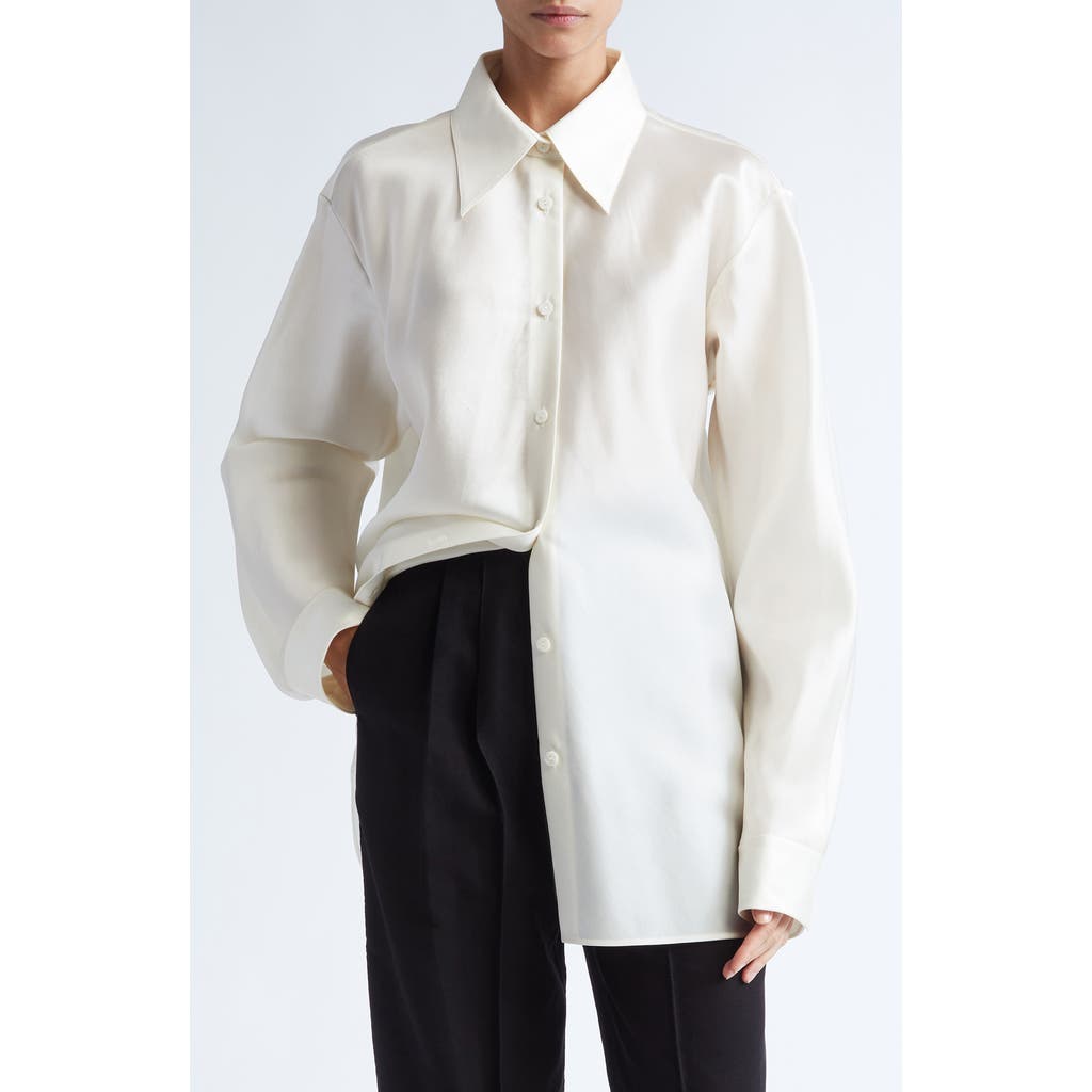 GIA STUDIOS Perle Oversize Vietnamese Silk Button-Up Shirt in Cream  product