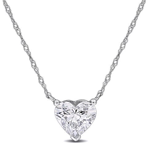 Lab-Grown Diamond Solitaire Heart Necklace 14k