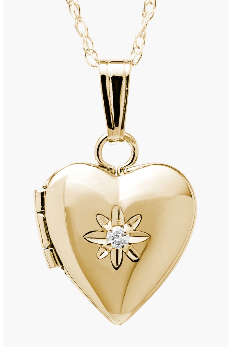 14k Gold & Diamond Heart Locket Necklace, Alternate, color, GOLD