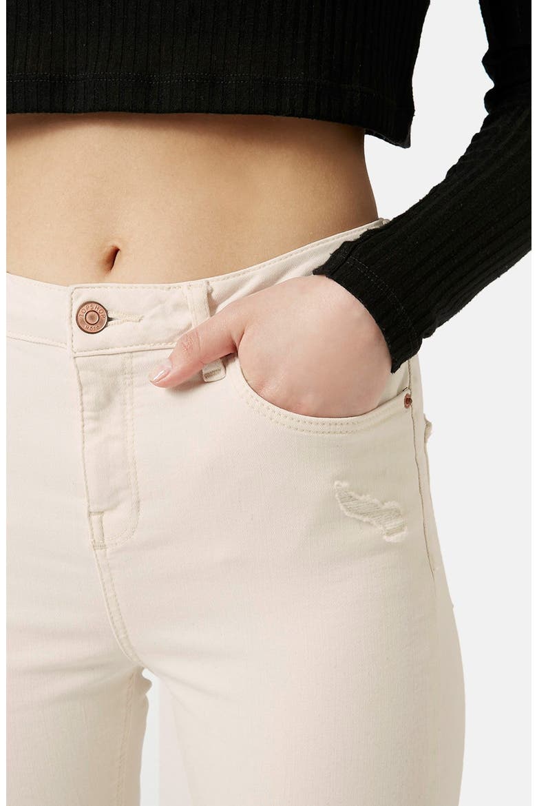 Moto 'Jamie' Ripped High Rise Skinny Jeans, Alternate, color, CREAM