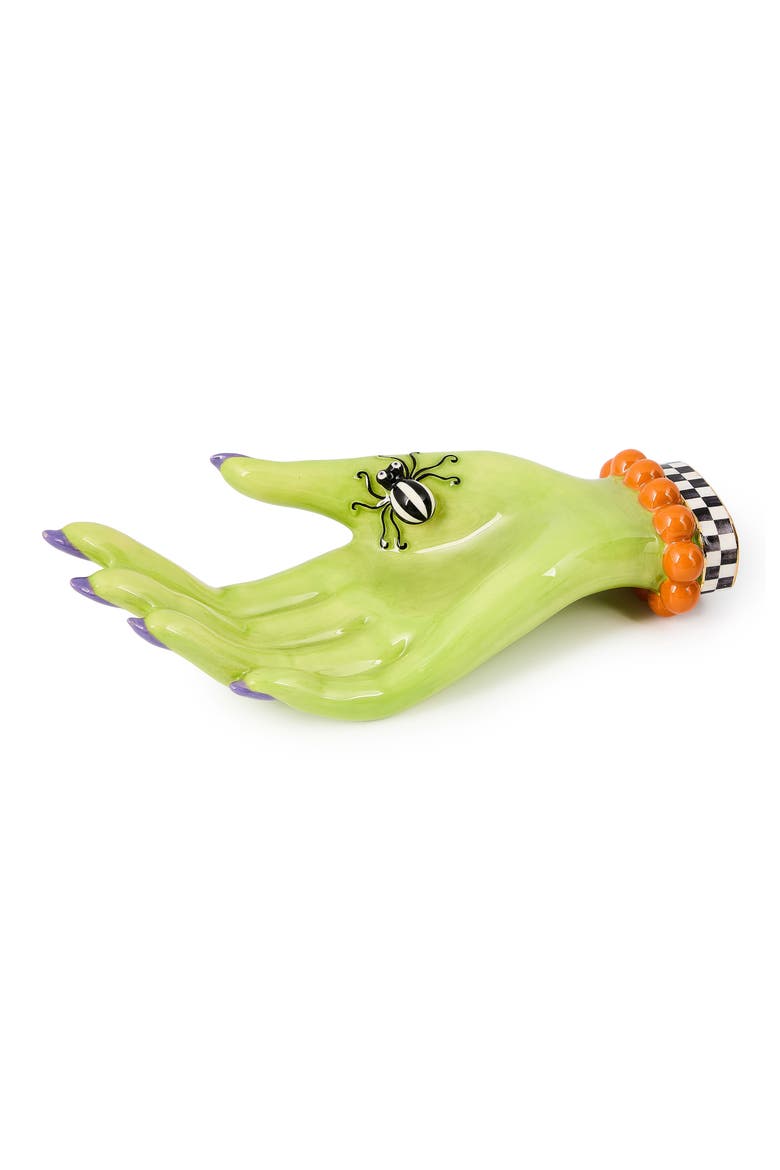 Greta Witch's Hand Ceramic Tray, Main, color, GREEN