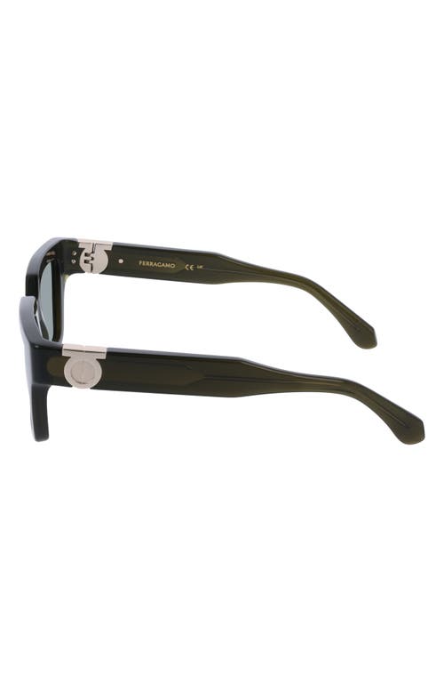 Ferragamo 52mm Square Sunglasses In Transparent Dark Green