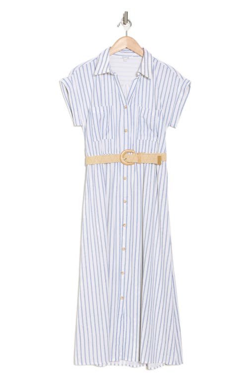 Zoe And Claire Striped Belted Shirtdress