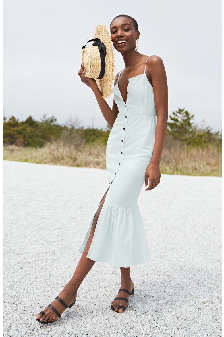 Button-Up Midi Sundress (Nordstrom Exclusive), Alternate, color, TEAL CHALK