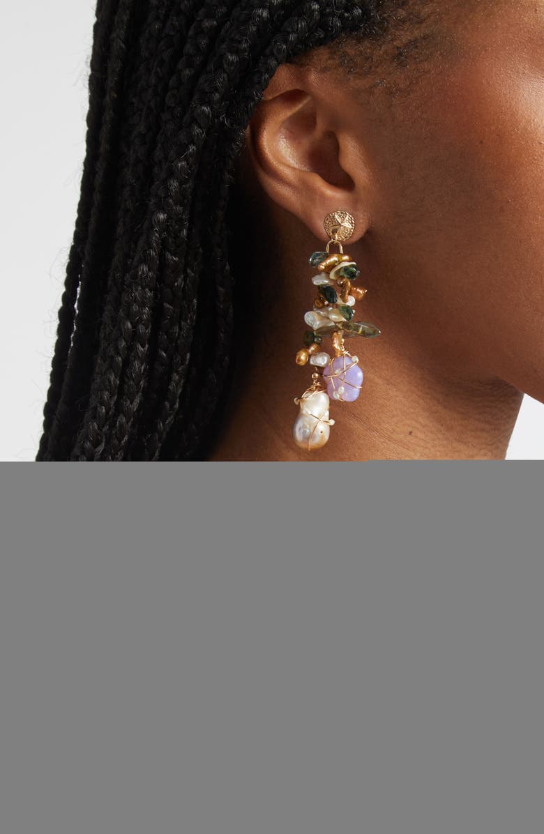 Isshi Mina Freshwater Pearl Drop Earrings, Alternate, color, Kelp