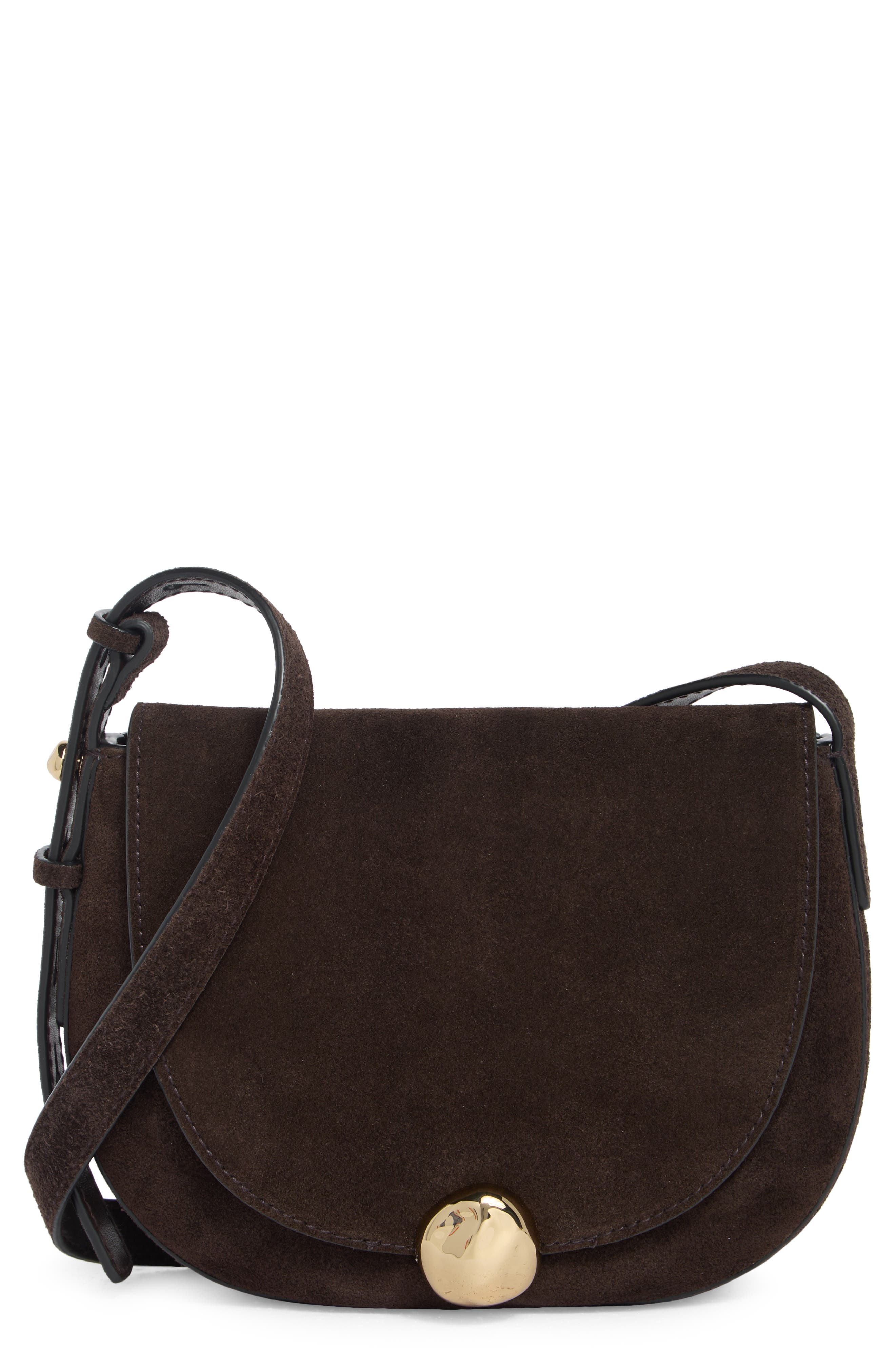 Madewell The Small Dakota Suede Saddle Bag, Main, color, Dark Carob