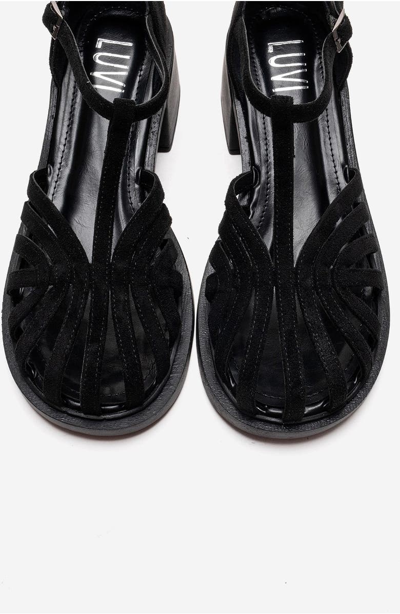 Prologue Shoes Nolana Block Heel Sandal, Alternate, color, Black Suede