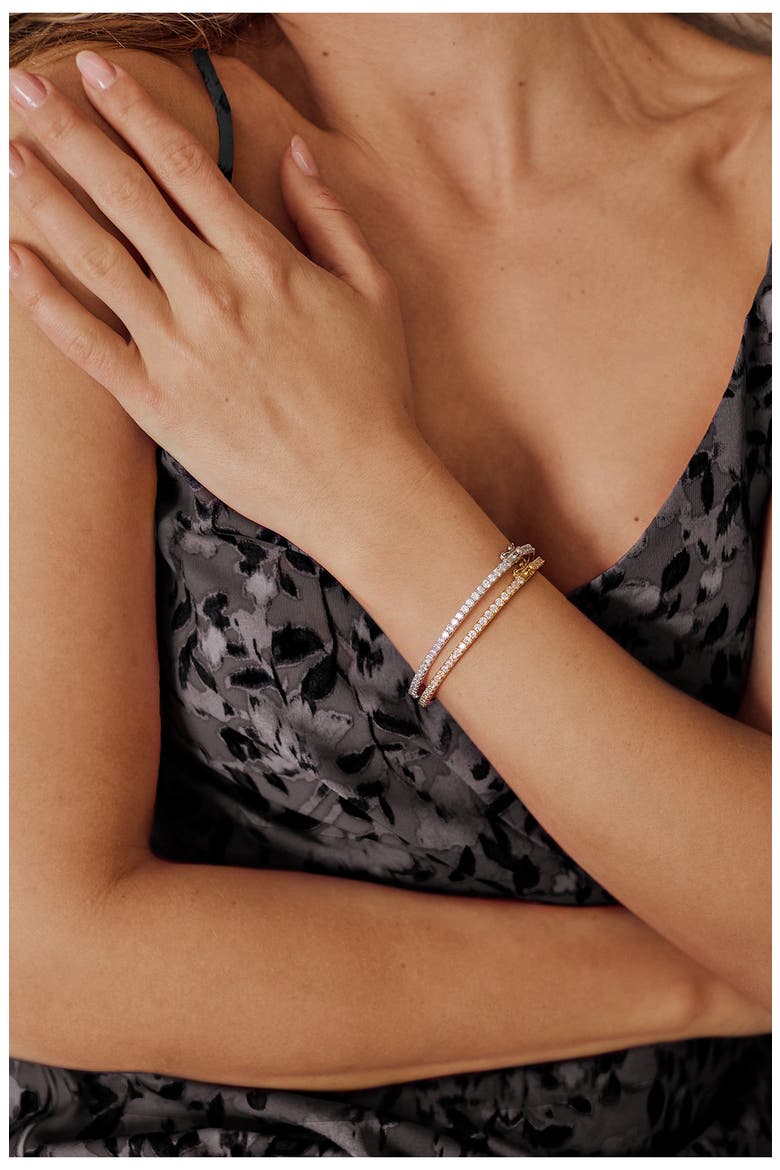 Delicate Cubic Zirconia Eternity Bangle, Alternate, color, CLEAR- SILVER