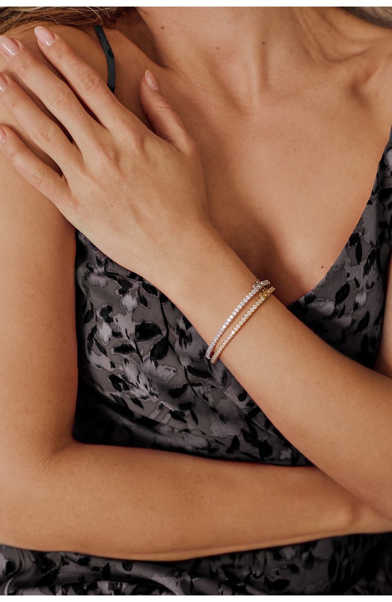 Nordstrom Delicate Cubic Zirconia Eternity Bangle, Alternate, color,