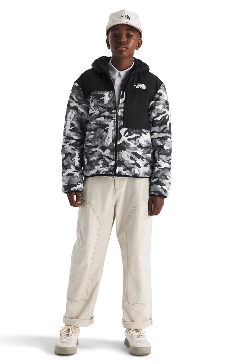 The North Face Kids' Shasta Water Repellent Reversible Hooded Jacket, Alternate, color, Smoked Pearl Tnf Camo Small