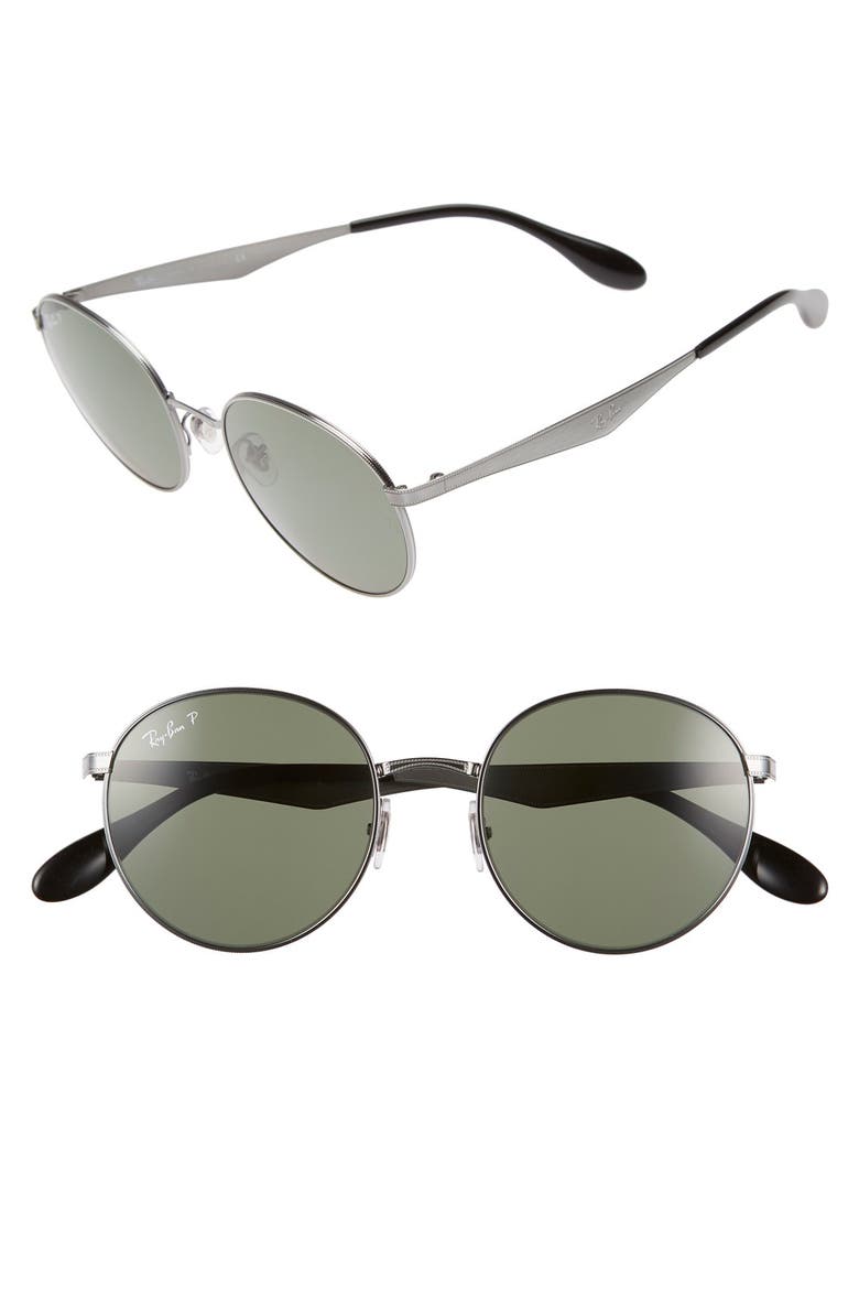 Highstreet 51mm Round Sunglasses, Main, color, SHINY GUNMETAL