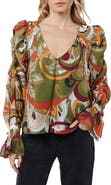 CIEBON Kysandra Abstract Print V-Neck Top